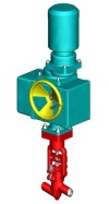 Клапан (вентиль) запорный под приварку с электроприводом (ПЭМ-Б0М У2) 1054-40-ЭЧ DN 40 PN 37,3 МПа Т280 °С , корпус ст. 20