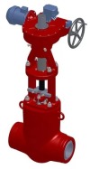 Клапан регулирующий под приварку с электроприводом (795-ЭР-0-V) 992-250-ЭБ DN 250 PN 37,3 МПа Т280 °С, корпус ст. 20ГСЛ