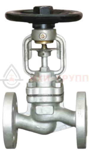 Запорный клапан сильфонный фланцевый ручной 15с66п DN 40 PN 4 МПа У1, корпус ст. 25Л, класс герметичности «А» по ГОСТ 9544-2015
