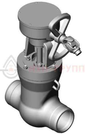 Запорная задвижка под приварку с коническим редуктором 2с-27-1 DN 150 PN 6,3 МПа Т450 °С, корпус ст. 25Л