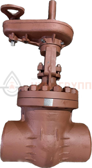 Задвижка запорная под приварку с коническим редуктором 2с-27-3 DN 250 PN 6,3 МПа Т425 °С, корпус ст. 25Л