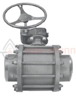 Шаровой кран разборный проходной полнопроходной под приварку с редуктором КШ-Р.П.ПП.П.РД.НХИ.150.025.03.УХЛ1 DN 150 PN 2,5 МПа, корпус ст. 12Х18Н10Т, класс герметичности «А» по ГОСТ 9544-2015