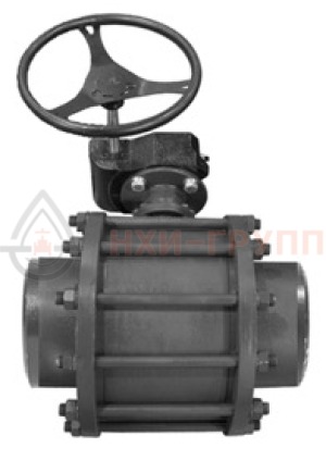 Шаровой кран разборный проходной полнопроходной под приварку с редуктором КШ-Р.П.ПП.П.РД.НХИ.200.025.01.У DN 200 PN 2,5 МПа, корпус ст. 20, класс герметичности «А» по ГОСТ 9544-2015