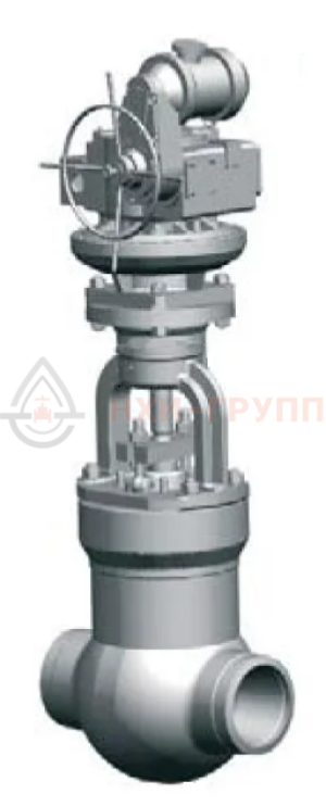 Запорная задвижка под приварку с электроприводом (Н-Г-11 У2) 1013-175-ЭМ DN 175 PN 13,7 МПа Т560 °С, корпус ст. 15Х1М1Ф