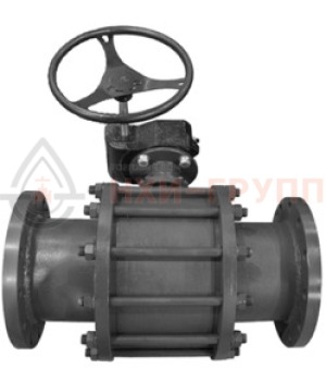 Шаровой кран разборный проходной полнопроходной фланцевый с редуктором КШ-Р.П.ПП.Ф.РД.НХИ.150.040.01.У DN 150 PN 4 МПа, корпус ст. 20, класс герметичности «А» по ГОСТ 9544-2015