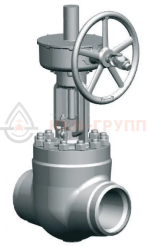 Запорная задвижка под приварку с коническим редуктором 1511-250-КЗ DN 250 PN 10 МПа Т450 °С, корпус ст. 15ГС