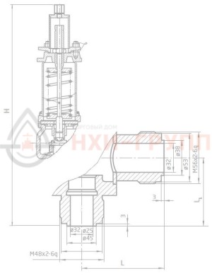 Предохранительный клапан пружинный сальниковый штуцерно-торцевой без приспособления для принудительного открытия СППК 25-100 17с81нж DN 25/40 PN 10,0/4 МПа У1, корпус ст. 20, класс герметичности «В» по ГОСТ 9544-2015