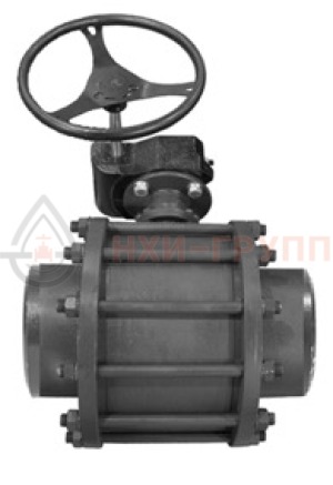 Шаровой кран разборный проходной полнопроходной под приварку с редуктором КШ-Р.П.ПП.П.РД.НХИ.200.063.01.У DN 200 PN 6,3 МПа, корпус ст. 20, класс герметичности «А» по ГОСТ 9544-2015