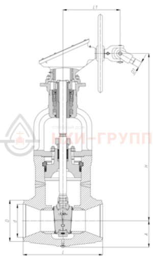 Запорная задвижка под приварку с коническим редуктором 882-250-КЗП DN 250 PN 23,5 МПа Т250 °С, корпус ст. 15ГС