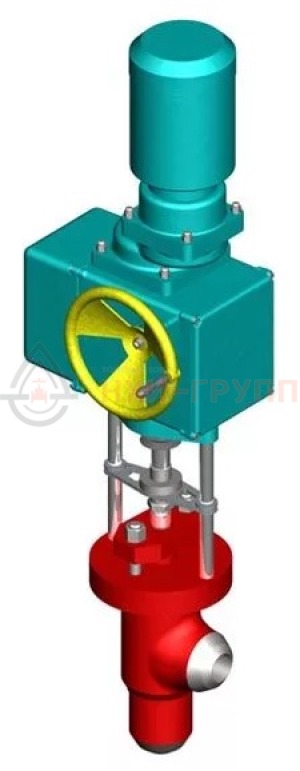 регулирующий клапан под приварку с электроприводом (МЭО-630/25-0,25У-92К) 879-65-Р-01А DN 65 PN 23,5 МПа Т250 °С, корпус ст. 20