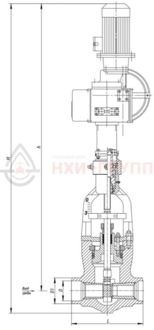 регулирующий клапан под приварку с электроприводом (795-ЭР-0-V) 976-250-ЭБ-01 DN 250 PN 23,5 МПа Т250 °С, корпус ст. 20ГСЛ