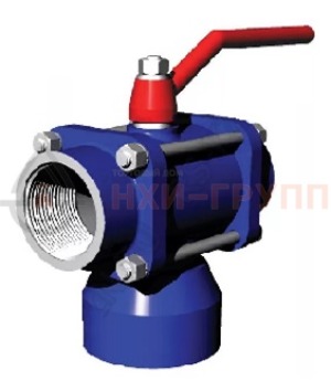 Шаровой кран разборный трехходовой полнопроходной муфтовый ручной КШ-Р.ТХ.ПП.М.Р.НХИ.050.016.03.УХЛ1 DN 50 PN 1,6 МПа, корпус ст. 12Х18Н10Т, класс герметичности «А» по ГОСТ 9544-2015