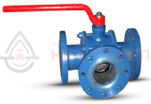 Шаровой кран разборный трехходовой неполнопроходной фланцевый ручной КШ-Р.ТХ.НП.Ф.Р.НХИ.100/080.025.01.У DN 100/80 PN 2,5 МПа, корпус ст. 20, класс герметичности «А» по ГОСТ 9544-2015