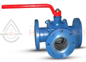 Шаровой кран разборный трехходовой неполнопроходной фланцевый ручной КШ-Р.ТХ.НП.Ф.Р.НХИ.125/100.016.01.У DN 125/100 PN 1,6 МПа, корпус ст. 20, класс герметичности «А» по ГОСТ 9544-2015