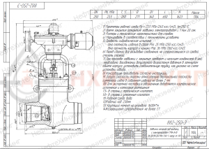 Запорная задвижка под приварку с электроприводом (795-Э-0) 882-250-Э DN 250 PN 23,5 МПа Т250 °С, корпус ст. 15ГС