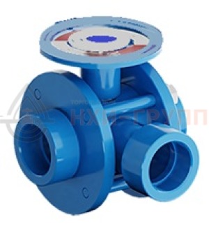 Шаровой кран разборный трехходовой полнопроходной под приварку с редуктором КШ-Р.ТХ.ПП.П.РД.НХИ.150.025.02.ХЛ1 DN 150 PN 2,5 МПа, корпус ст. 09Г2С, класс герметичности «А» по ГОСТ 9544-2015