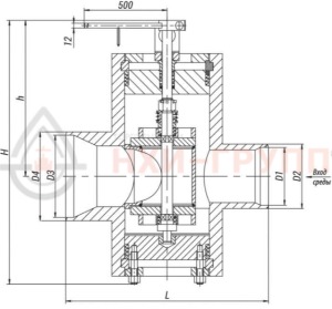 регулирующий клапан под приварку с электроприводом (МЭО-630/25-0,25У-92К) 18с-2-9 DN 400 PN 1,6 МПа Т350 °С, корпус ст. 20