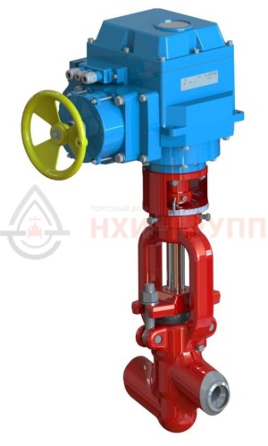 Клапан регулятор температуры прямоточный под приварку с электроприводом (МЭОФ-250/25-0,25У-99К) 22с-20-1-Э DN 20 PN 25,0 Т545 °С, корпус ст. 12Х1МФ