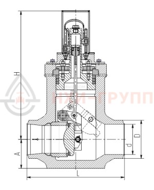Обратный клапан (затвор) под приварку 943-125-0 DN 125 PN 20 МПа Т350 °С, корпус ст. 08Х18Н10Т