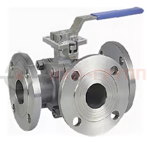 Шаровой кран разборный трехходовой полнопроходной фланцевый ручной КШ-Р.ТХ.ПП.Ф.Р.НХИ.050.016.03.УХЛ1 DN 50 PN 1,6 МПа, корпус ст. 12Х18Н10Т, класс герметичности «А» по ГОСТ 9544-2015