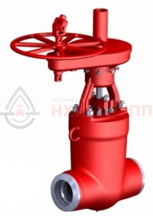 Запорная задвижка под приварку с цилиндрическим редуктором 883-300-ЦЗП DN 300 PN 13,7 МПа Т560 °С, корпус ст. 15Х1М1Ф