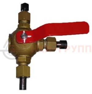 Шаровой кран разборный трехходовой полнопроходной штуцерно-ниппельный ручной КШ-Р.ТХ.ПП.ШН.Р.НХИ.025.016.01.У DN 25 PN 1,6 МПа, корпус ст. 20, класс герметичности «А» по ГОСТ 9544-2015