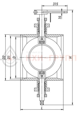 регулирующий клапан под приварку ручной 12с-1-1 DN 450 PN 2,7 МПа Т300 °С, корпус ст. 20