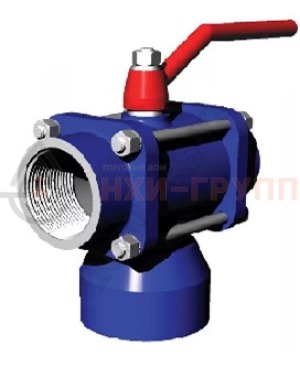 Шаровой кран разборный трехходовой полнопроходной муфтовый ручной КШ-Р.ТХ.ПП.М.Р.НХИ.010.025.01.У DN 10 PN 2,5 МПа, корпус ст. 20, класс герметичности «А» по ГОСТ 9544-2015