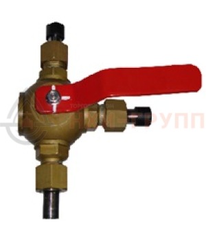 Шаровой кран разборный трехходовой полнопроходной штуцерно-ниппельный ручной КШ-Р.ТХ.ПП.ШН.Р.НХИ.040.016.02.ХЛ1 DN 40 PN 1,6 МПа, корпус ст. 09Г2С, класс герметичности «А» по ГОСТ 9544-2015