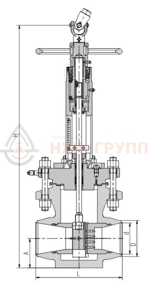 регулирующий клапан ручной под приварку 934-250-0а DN 250 PN 3,9 МПа Т60 °С, корпус ст. 20