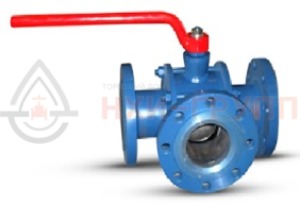 Шаровой кран разборный трехходовой полнопроходной фланцевый ручной КШ-Р.ТХ.ПП.Ф.Р.НХИ.020.040.02.ХЛ1 DN 20 PN 4 МПа, корпус ст. 09Г2С, класс герметичности «А» по ГОСТ 9544-2015