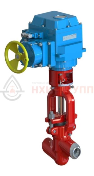 регулирующий клапан под приварку с электроприводом (МЭП-25000/100-50-У-99) 10с-5-4-2Э DN 50 PN 25 МПа Т350 °С, корпус ст. 20