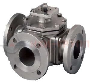 Шаровой кран разборный трехходовой неполнопроходной под приварку с редуктором КШ-Р.ТХ.НП.П.РД.НХИ.200/150.063.04.УХЛ1 DN 200/150 PN 6,3 МПа, корпус ст. 10Х17Н13М2Т, класс герметичности «А» по ГОСТ 9544-2015