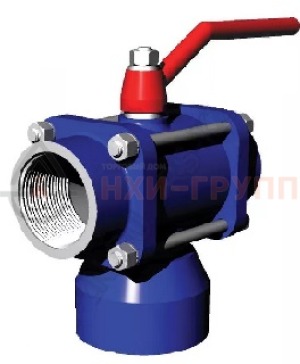 Шаровой кран разборный трехходовой неполнопроходной муфтовый ручной КШ-Р.ТХ.НП.М.Р.НХИ.065/050.025.02.ХЛ1 DN 65/50 PN 2,5 МПа, корпус ст. 09Г2С, класс герметичности «А» по ГОСТ 9544-2015