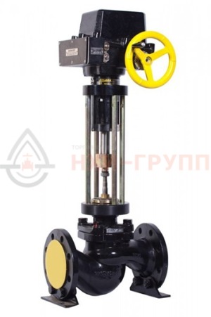 регулирующий клапан односедельный фланцевый 25ч943нж DN 15 PN 1,6 МПа У3 (Kvy - 4,0? м?/ч) с ЭИМ, корпус чугун