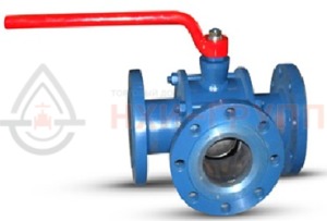 Шаровой кран разборный трехходовой полнопроходной фланцевый ручной КШ-Р.ТХ.ПП.Ф.Р.НХИ.015.040.01.У DN 15 PN 4 МПа, корпус ст. 20, класс герметичности «А» по ГОСТ 9544-2015