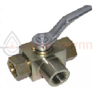 Шаровой кран разборный трехходовой полнопроходной муфтовый ручной КШ-Р.ТХ.ПП.М.Р.НХИ.010.040.03.УХЛ1 DN 10 PN 4 МПа, корпус ст. 12Х18Н10Т, класс герметичности «А» по ГОСТ 9544-2015