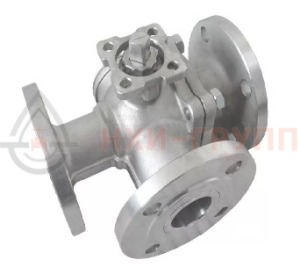 Шаровой кран разборный трехходовой полнопроходной фланцевый с редуктором КШ-Р.ТХ.ПП.Ф.РД.НХИ.200.063.01.У DN 200 PN 6,3 МПа, корпус ст. 20, класс герметичности «А» по ГОСТ 9544-2015