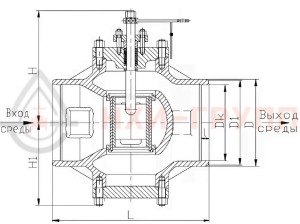 регулирующий клапан под приварку ручной Т-136бм DN 150 PN 10,0 МПа Т300 °С, корпус ст. 25Л