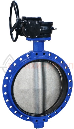 Дисковый затвор поворотный с симметричным диском и уплотнением из эластомера межфланцевый с гладкими проушинами двусторонний с редуктором ЗДП-СДУЭ.МФГП.ДС.РД.НХИ.800.010.02.01.04.У1 DN 800 PN 1 МПа