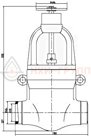 Запорная задвижка под приварку ручная 963-300-ГИ DN 300 PN 25 МПа Т545 °С, корпус ст. 15Х1М1Ф