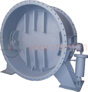 Клапан обратный поворотный с демпфером фланцевый 19с20р DN 1200 PN 0,25 МПа У1, корпус ст. 20