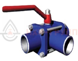 Шаровой кран разборный трехходовой неполнопроходной под приварку ручной КШ-Р.ТХ.НП.П.Р.НХИ.125/100.063.01.У DN 125/100 PN 6,3 МПа, корпус ст. 20, класс герметичности «А» по ГОСТ 9544-2015