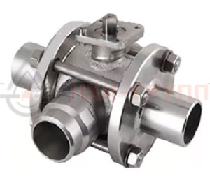 Шаровой кран разборный трехходовой полнопроходной под приварку с редуктором КШ-Р.ТХ.ПП.П.РД.НХИ.200.063.01.У DN 200 PN 6,3 МПа, корпус ст. 20, класс герметичности «А» по ГОСТ 9544-2015