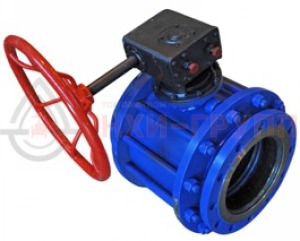 Шаровой кран разборный проходной полнопроходной фланцевый с редуктором КШ-Р.П.ПП.Ф.РД.НХИ.200.100.02.ХЛ1 DN 200 PN 10 МПа, корпус ст. 09Г2С, класс герметичности «А» по ГОСТ 9544-2015