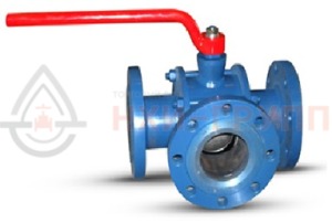 Шаровой кран разборный трехходовой полнопроходной фланцевый ручной КШ-Р.ТХ.ПП.Ф.Р.НХИ.050.025.01.У DN 50 PN 2,5 МПа, корпус ст. 20, класс герметичности «А» по ГОСТ 9544-2015