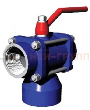 Шаровой кран разборный трехходовой неполнопроходной муфтовый ручной КШ-Р.ТХ.НП.М.Р.НХИ.065/050.040.01.У DN 65/50 PN 4 МПа, корпус ст. 20, класс герметичности «А» по ГОСТ 9544-2015