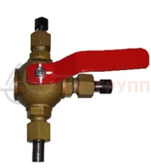 Шаровой кран разборный трехходовой полнопроходной штуцерно-ниппельный ручной КШ-Р.ТХ.ПП.ШН.Р.НХИ.040.100.01.У DN 40 PN 10 МПа, корпус ст. 20, класс герметичности «А» по ГОСТ 9544-2015