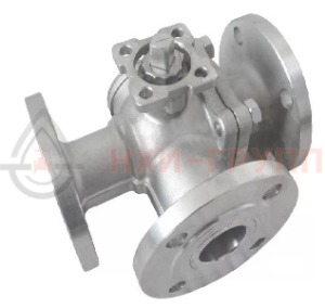 Шаровой кран разборный трехходовой полнопроходной фланцевый с редуктором КШ-Р.ТХ.ПП.Ф.РД.НХИ.150.100.01.У DN 150 PN 10 МПа, корпус ст. 20, класс герметичности «А» по ГОСТ 9544-2015