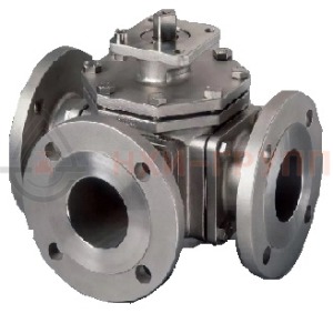 Шаровой кран разборный трехходовой полнопроходной фланцевый с редуктором КШ-Р.ТХ.ПП.Ф.РД.НХИ.200.063.03.УХЛ1 DN 200 PN 6,3 МПа, корпус ст. 12Х18Н10Т, класс герметичности «А» по ГОСТ 9544-2015